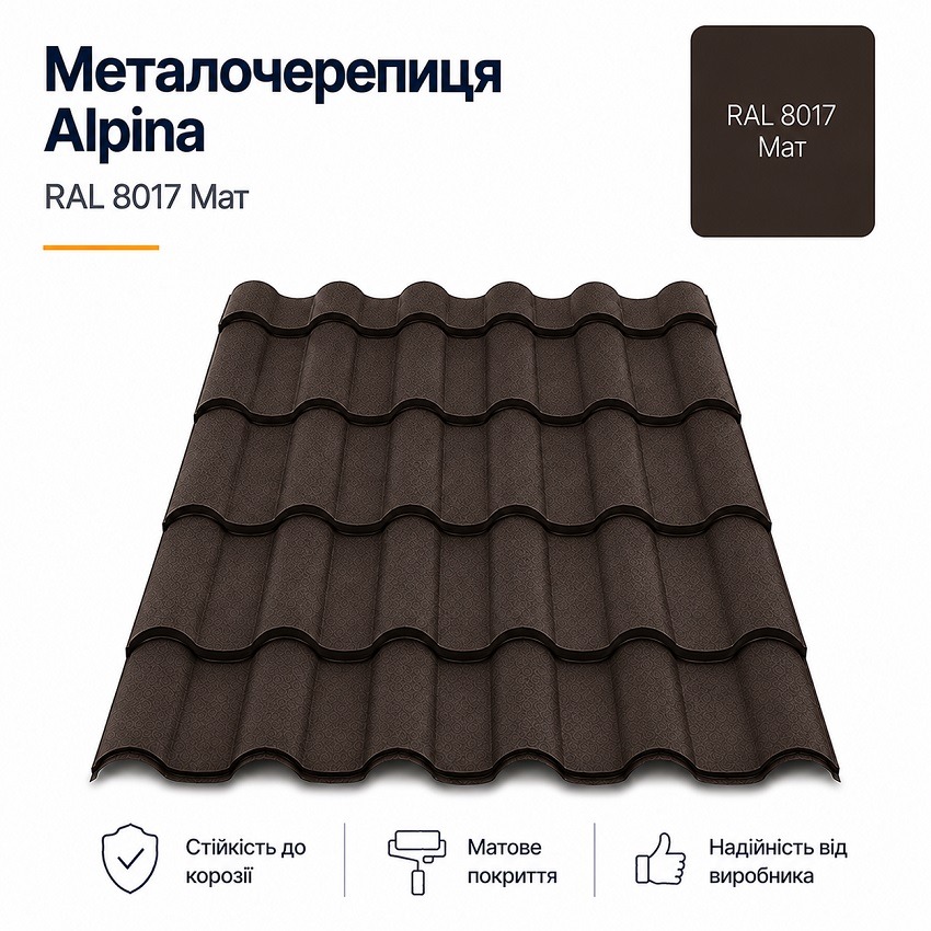 металочерепиця 8017 альпіна