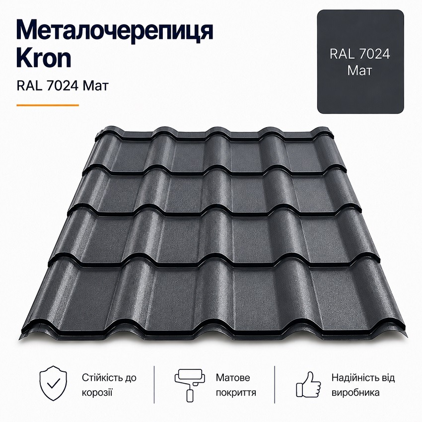 металочерепиця 7024 крон