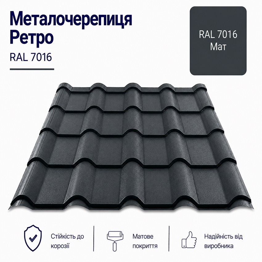 7016 ретро металочерепиця