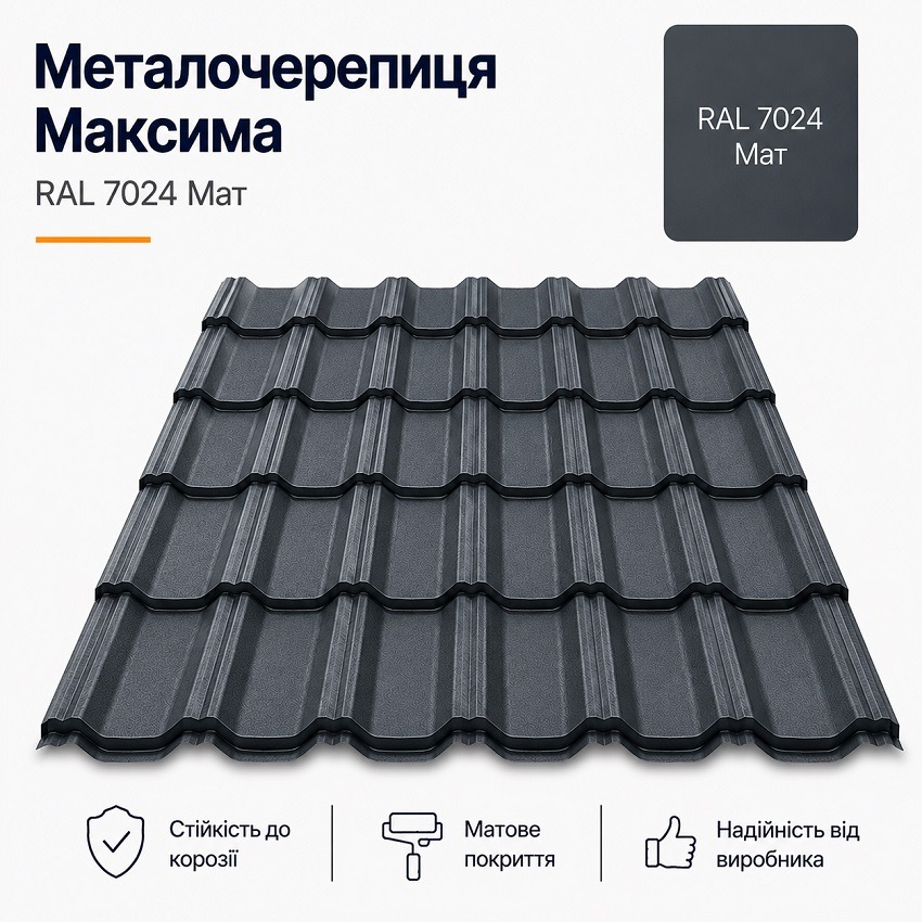 металочерепиця 7024 максима